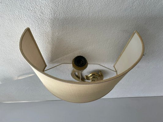 German Flower Shaped Brass & Fabric Shade Sconce by Hans Möller, 1960s-RDS-1157122