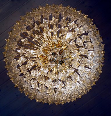 German Flush Mount Chandelier in Crystal Prism & Gilt-Brass from Palwa, 1960s-DEK-932433