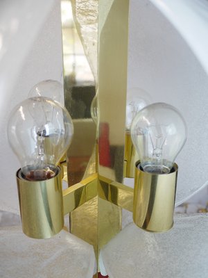 German Frosted Murano Glass Petals & Brass Pendant Lamp from Kaiser Idell / Kaiser Leuchten, 1960s-DEK-554904