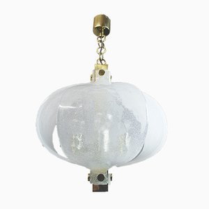 German Frosted Murano Glass Petals & Brass Pendant Lamp from Kaiser Idell / Kaiser Leuchten, 1960s-DEK-554904