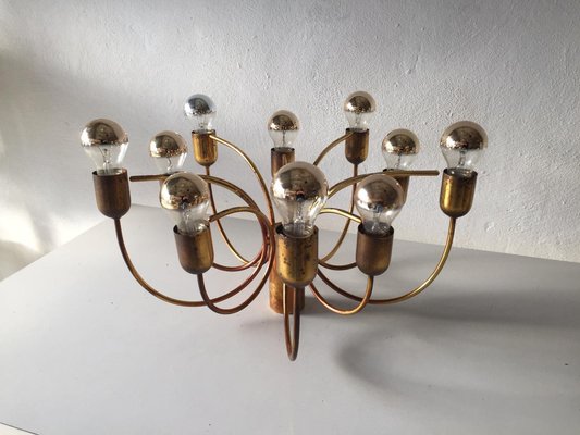 German Full Brass 10 Arc Shaped Arms Chandelier by Cosack Leuchten, 1970s-RDS-1156828