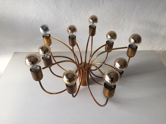 German Full Brass 10 Arc Shaped Arms Chandelier by Cosack Leuchten, 1970s-RDS-1156828