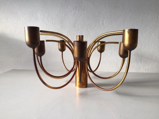 German Full Brass 10 Arc Shaped Arms Chandelier by Cosack Leuchten, 1970s-RDS-1156828