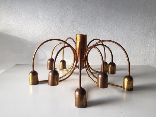 German Full Brass 10 Arc Shaped Arms Chandelier by Cosack Leuchten, 1970s-RDS-1156828