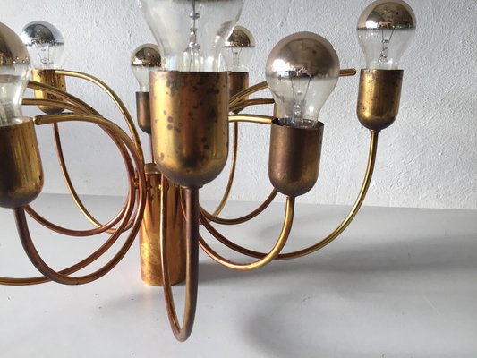 German Full Brass 10 Arc Shaped Arms Chandelier by Cosack Leuchten, 1970s-RDS-1156828