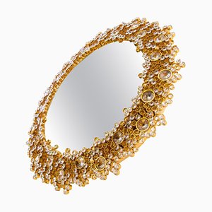 German Gilded Backlit Mirror in Swarovski Crystals & Brass from Palwa, 1960s-DEK-932760