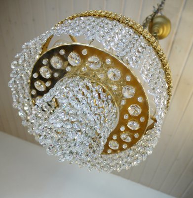 German Gilt Brass and Crystal Chandelier from Palwa, 1960s-DEK-549626