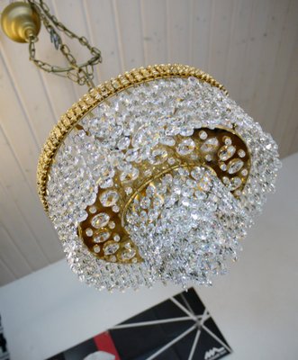 German Gilt Brass and Crystal Chandelier from Palwa, 1960s-DEK-549626