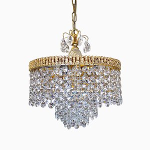 German Gilt Brass and Crystal Chandelier from Palwa, 1960s-DEK-549626