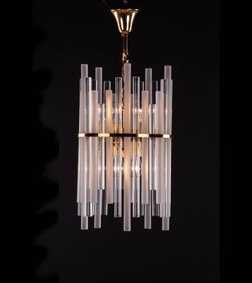 German Gilt Brass and Crystal Glass Chandelier from Palwa, 1960s-DEK-547324