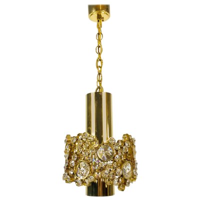 German Gilt Brass and Crystal Glass Chandelier from Palwa, 1970s-PUK-617879