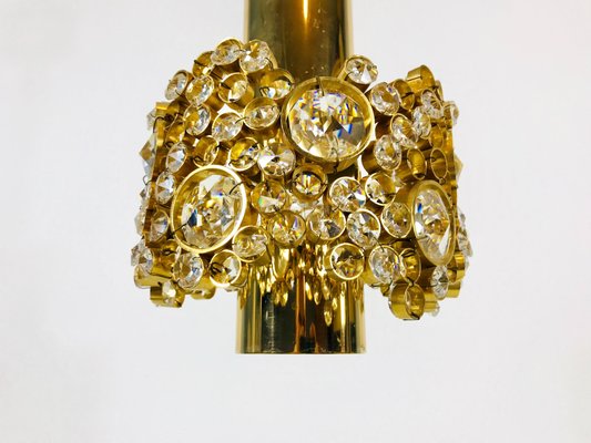 German Gilt Brass and Crystal Glass Chandelier from Palwa, 1970s-PUK-617879