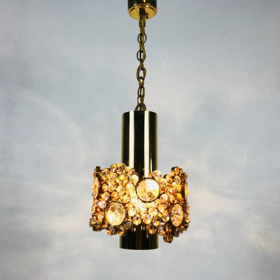 German Gilt Brass and Crystal Glass Chandelier from Palwa, 1970s-PUK-617879