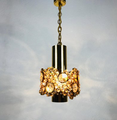 German Gilt Brass and Crystal Glass Chandelier from Palwa, 1970s-PUK-617879