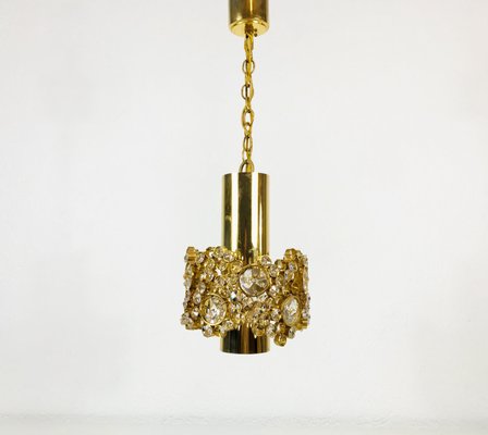 German Gilt Brass and Crystal Glass Chandelier from Palwa, 1970s-PUK-617879