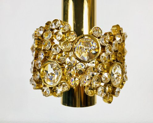 German Gilt Brass and Crystal Glass Chandelier from Palwa, 1970s-PUK-617879