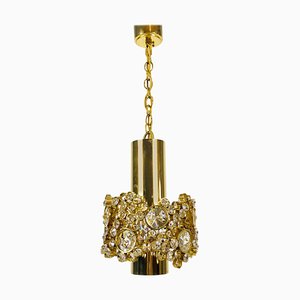 German Gilt Brass and Crystal Glass Chandelier from Palwa, 1970s-PUK-617879