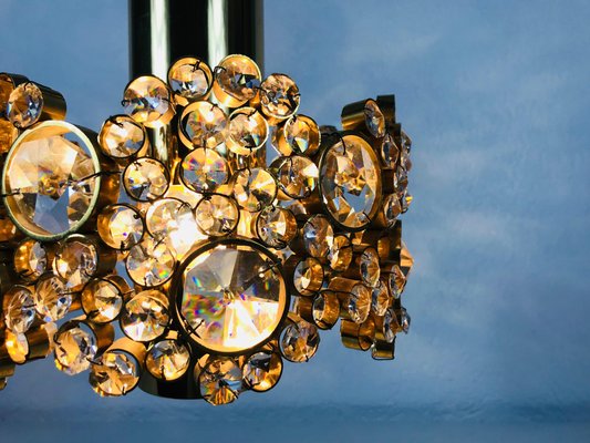 German Gilt Brass and Crystal Glass Chandeliers by Palwa, 1970s, Set of 2-PUK-1113707