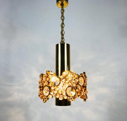 German Gilt Brass and Crystal Glass Chandeliers by Palwa, 1970s, Set of 2-PUK-1113707