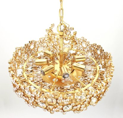 German Gilt Brass and Crystal Glass Encrusted Chandeliers from Palwa, 1970s-UGR-1086189