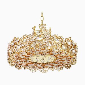 German Gilt Brass and Crystal Glass Encrusted Chandeliers from Palwa, 1970s-UGR-1086189