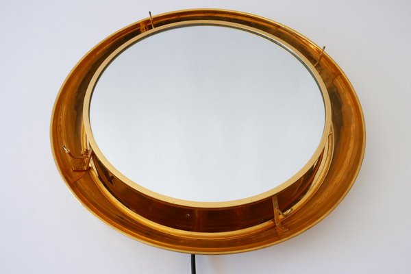 German Gilt Brass & Crystal Mirror by Palwa for Palwa, 1970s-WPT-887323