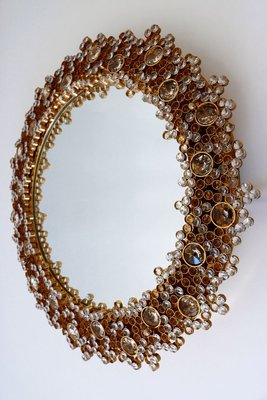 German Gilt Brass & Crystal Mirror by Palwa for Palwa, 1970s-WPT-887323