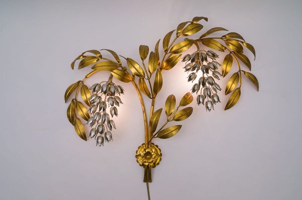 German Gilt Metal Palm Tree Sconce from Hans Kögl, 1970s-KQB-891279