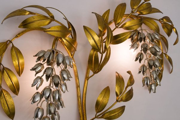 German Gilt Metal Palm Tree Sconce from Hans Kögl, 1970s-KQB-891279