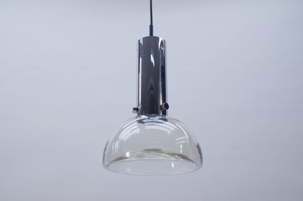 German Glass and Chrome Ceiling Lamp from Limburg, 1960s-KQB-582473