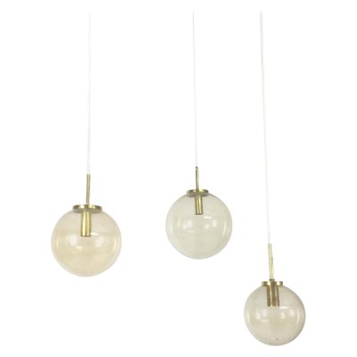 German Glass Ball Pendant Lamps from Glashütte Limburg, Set of 3-QZ-1053258