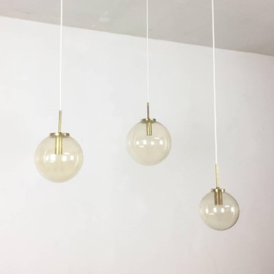 German Glass Ball Pendant Lamps from Glashütte Limburg, Set of 3-QZ-1053258