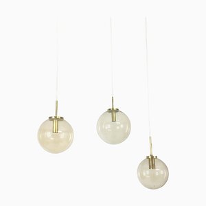 German Glass Ball Pendant Lamps from Glashütte Limburg, Set of 3-QZ-1053258