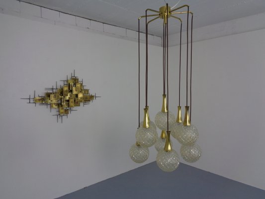 German Glass & Brass Cascade Ceiling Lamp, 1960s-RDW-1062311