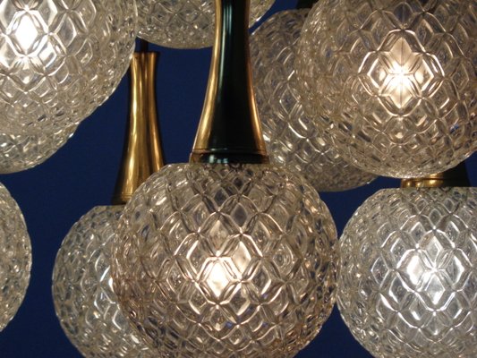 German Glass & Brass Cascade Ceiling Lamp, 1960s-RDW-1062311