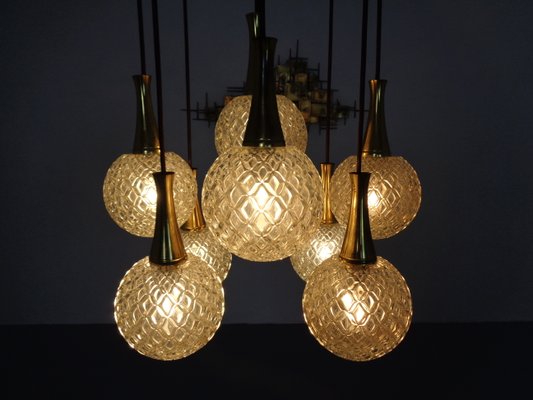 German Glass & Brass Cascade Ceiling Lamp, 1960s-RDW-1062311