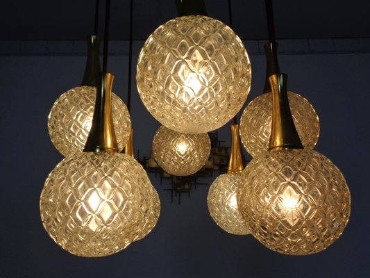 German Glass & Brass Cascade Ceiling Lamp, 1960s-RDW-1062311