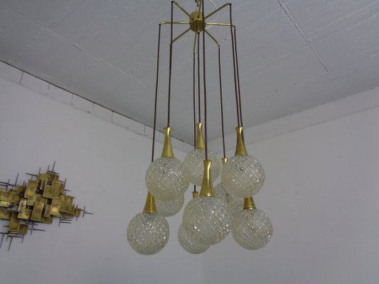 German Glass & Brass Cascade Ceiling Lamp, 1960s-RDW-1062311