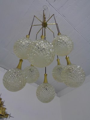 German Glass & Brass Cascade Ceiling Lamp, 1960s-RDW-1062311