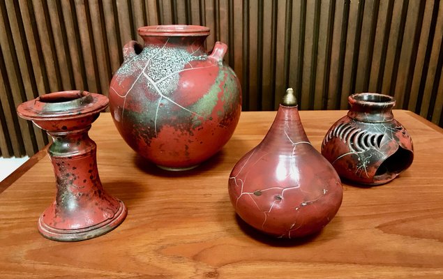 German Glazed Ceramic Set from Schellbach Pottery, 1960s, Set of 4-JP-970341