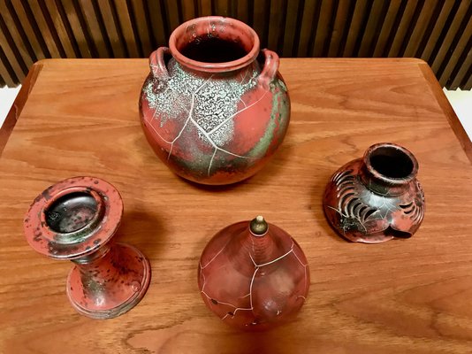 German Glazed Ceramic Set from Schellbach Pottery, 1960s, Set of 4-JP-970341