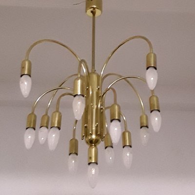 German Gold-Colored Chandelier with from Sölken, 1970s-HOI-1142487