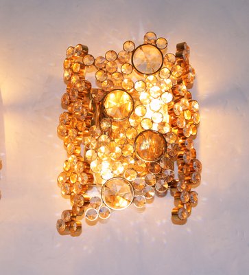 German Gold-Plated and Crystal Glass Sconces from Palwa, 1960s, Set of 2-DEK-546676