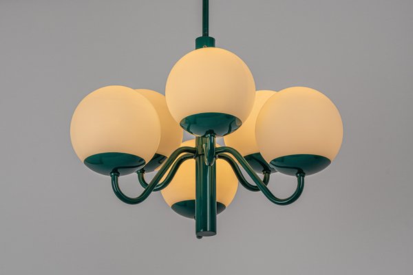 German Green & Opal Glass Sputnik Pendant Light, 1970s-UGR-1324645