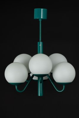 German Green & Opal Glass Sputnik Pendant Light, 1970s-UGR-1324645