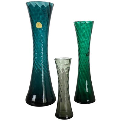 German Hand Blown Crystal Glass Vases by Alfred Taube, 1960s, Set of 3-QZ-1075168