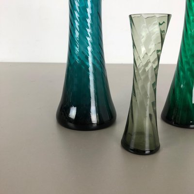 German Hand Blown Crystal Glass Vases by Alfred Taube, 1960s, Set of 3-QZ-1075168