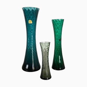 German Hand Blown Crystal Glass Vases by Alfred Taube, 1960s, Set of 3-QZ-1075168