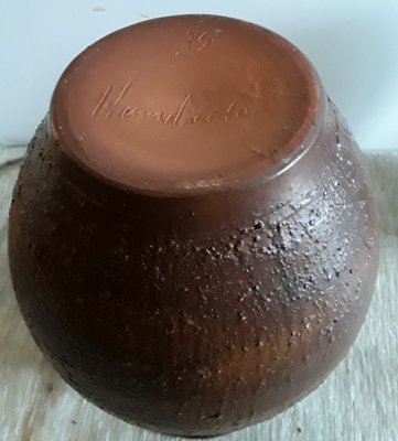 German Handmade Ceramic Jug Vase with Handle in Different Shades of Brown, 1970s-HOI-1285477