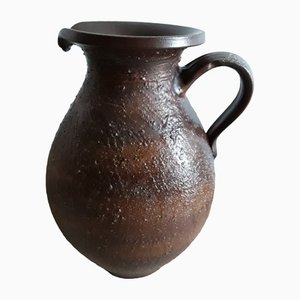 German Handmade Ceramic Jug Vase with Handle in Different Shades of Brown, 1970s-HOI-1285477